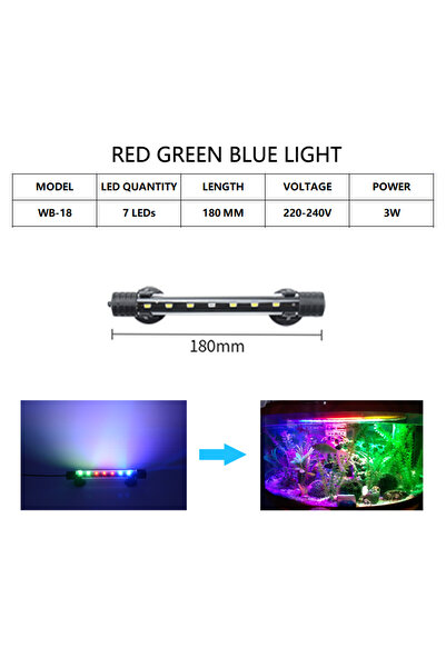 Choice8 مصباح حوض السمك T4-18 RGB LED مقاوم للماء، مصباح حوض سمك تحت الماء، إ...