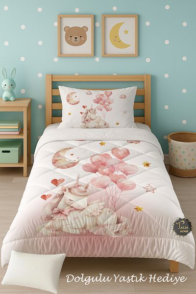 Talia Home Transition Unicorn Patterned Single Children's Quilt Sleeping Set Tlag-322