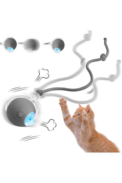 Teno Teno® Smart Interactive Cat Toy, Indoor, with LED Lights, Stimulates Animals, Gray