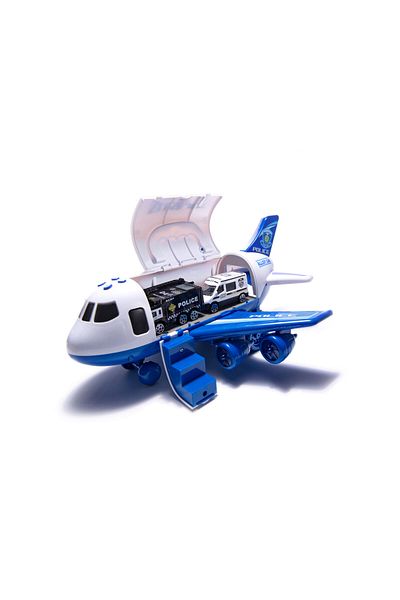 OEM Transport Aircraft with 3 Police Cars and Traffic Signs, Sound Signals and LED Lights