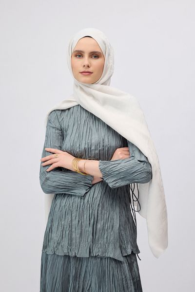 Qef Silk Jacquard Monogram Shawl Ecru