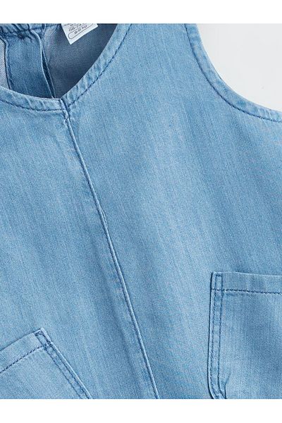 LC Waikiki New Season V-Neck Baby Girl Jean Dress - S5O823Z1