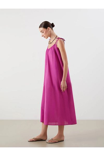 LC Waikiki Lcwaikiki Classic Fuchsia V Neck Strap Dress