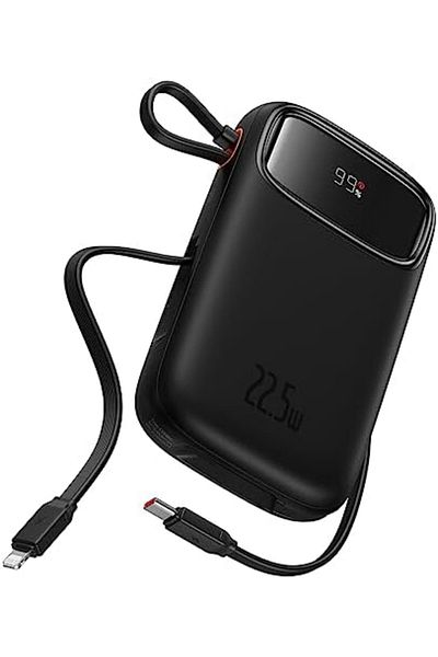 Baseus Baseus 20000mAh Power Bank with Built-in Dual-Cable, 22.5W PD Portable Charger, Smart Digital Displa