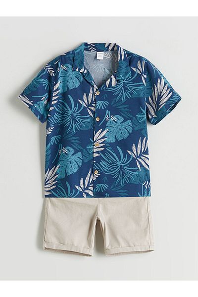 LC Waikiki Lcw Collar Baby Boy Shirt and Shorts 2 Pack Fast Fashion
