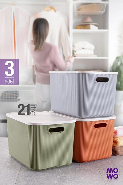 Mowo Home Cutie cu ușă pentru organizator de interior Trove Mix 21 Lt, cutie de depozitare decorativă, coș