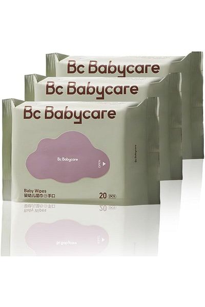 Bc Babycare Babycare Baby Wipes, Pack of 3, 20 Pieces Each, Soft Cotton, Hypoallergenic