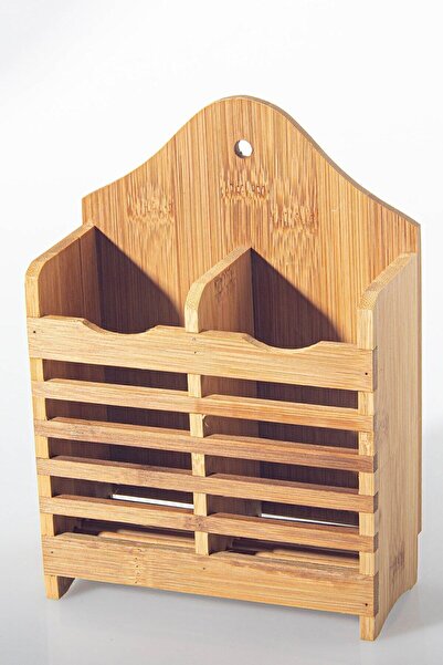 Bundeba Θήκη για οδοντόβουρτσα από μπαμπού με ξύλινο διαχωριστικό για κουτάλια, μαχαίρια και πιρούνια