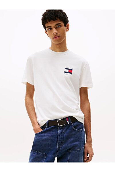 Tommy Jeans TJM REG FLAG GRAPH BCKPRNT T EXT Erkek Beyaz T-shirt DM0DM21910YBL