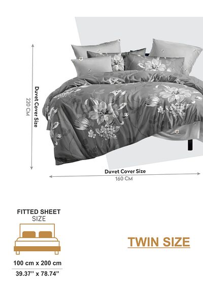 Donetella 4-Piece Printed Duvet Cover Set, Single Size 160x220cm, Microfiber, (Whitout Filler).