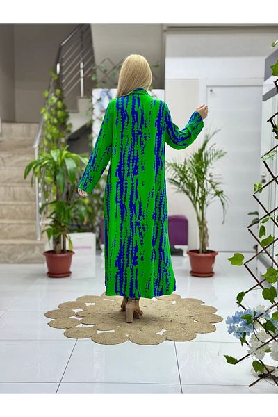 Punta Otantik Sln31120 Cotton Viscose Buttoned Long Selin Dress