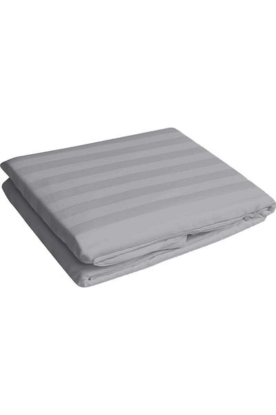 Five Store Fitted sheet with elastic in damask, density 130 g/m2, Grey, 90/200cm