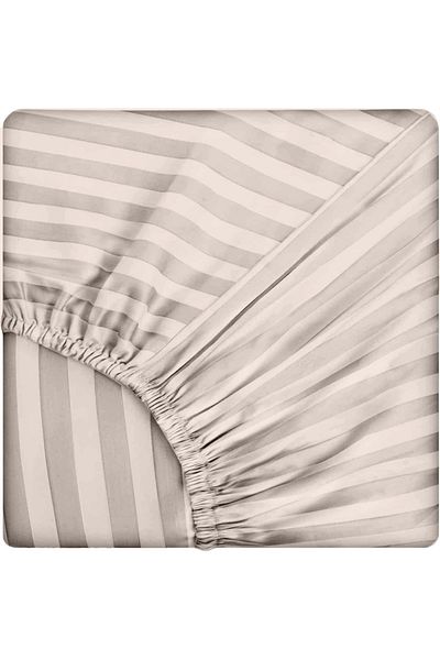 Five Store Fitted sheet with elastic in damask, density 130 g/m2, Beige, 90/200cm
