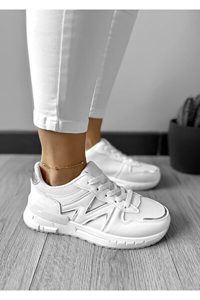 Casual Adidasi dama din panza si piele ecologica, N, LA212, Alb