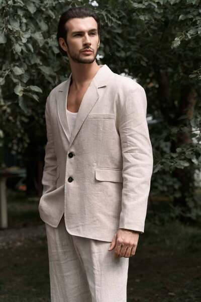 BOHEMAİ Carlo Naturel Keten Erkek Blazer