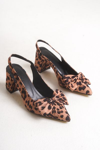 Nexs Pantofi cu toc deschis pe spate cu model leopard maro pentru damă