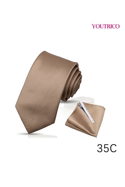 Youtrico Tie-7.5CM and Handkerchief 3PCS Handmade Formal Hanky Suit