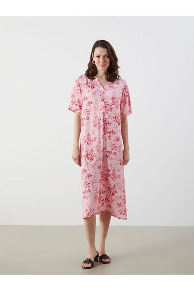 LC Waikiki Lcw Grace Pink Scoop Neckline Floral Dress
