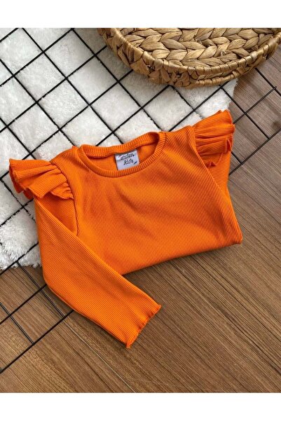 ArdenKids 2-7 Yaş Turuncu Fırfır Kol Bluz