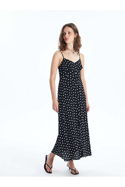 LC Waikiki Lcw Heart Collar Polka Dot Strap Women's Dress Fast Fashion