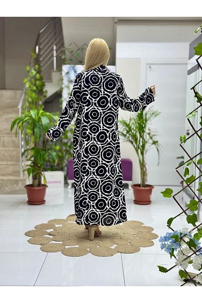 Punta Otantik Sln31125 Cotton Viscose Buttoned Long Selin Dress
