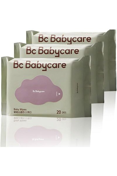 Bc Babycare Babycare Baby Wipes, Pack of 3, 20 Pieces Each, Soft Cotton, Hypoallergenic