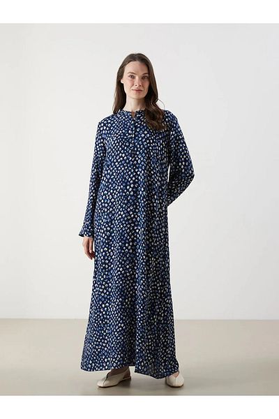 LC Waikiki Lcw Grace Navy Blue Judge Collar Patterned Dress