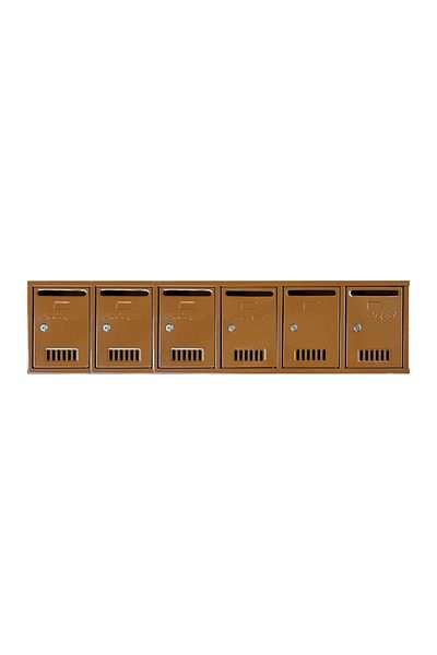 flores Module of 6 mailboxes, brown, 1100 x 260 x 75 mm