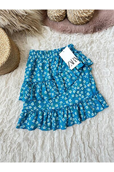 ArdenKids 2-12 Yaş Mavi Daisy Tiril Etek
