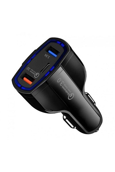 TECHSTAR Încărcător auto rapid Turbo ®, 5V, 3.5A, QC3.0, USB DUAL, universal, negru