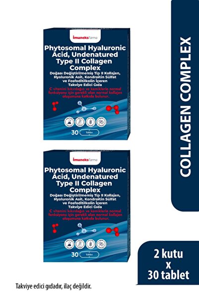 Imuneks Farma Phytosomal Hyaluronic Acid,Undenatured Type II Collagen Complex x 2 Adet
