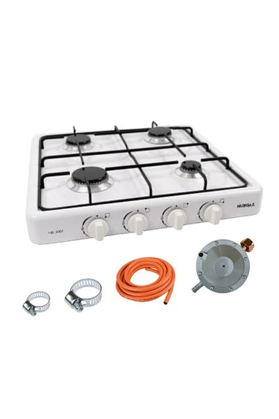 COBI SMART® Pachet complet aragaz alb plita cu 4 ochiuri, 4.1 kW, alimentare butelie, accesorii incluse