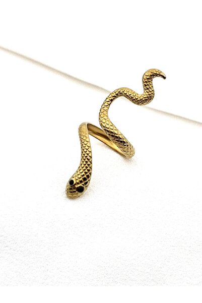 Siya Silver Kararmaz Çelik Yılan Yüzük - Büyük Boy