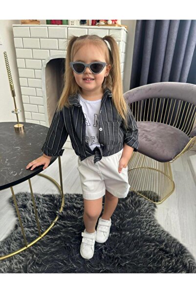 ArdenKids 3'lü Champs Siyah Çizgili Gömlek & Body & Şort