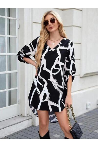 Asil Acar Home Γυναικείο φόρεμα κατάδυσης με μακρυμάνικο V λαιμόκοψη