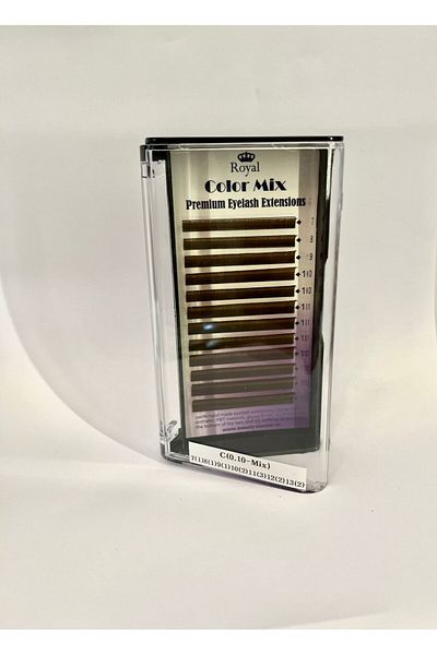 Royal Extensii de gene Premium ROYAL Silk (Maro deschis), Curbură C, Grosime 0.10 mm, Lungime Mix