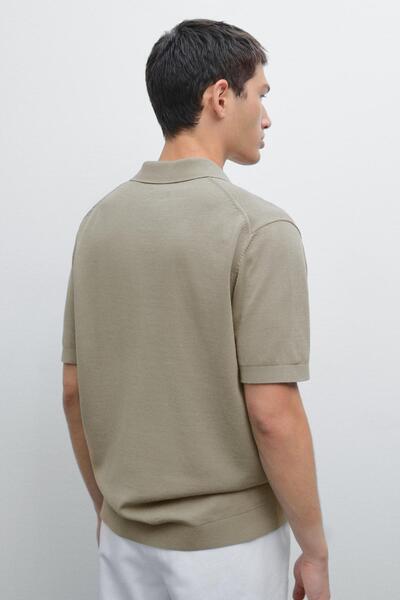 Massimo Dutti Pamuklu triko kareli polo yaka t-shirt