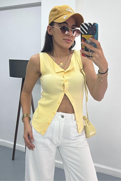 bunubanayolla Düğmeli Örme Yelek