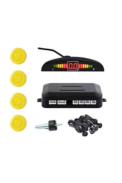TECHSTAR Car Parking Sensor Set Parktronic Detector Display Radar Monitor 4 Sensors Yellow