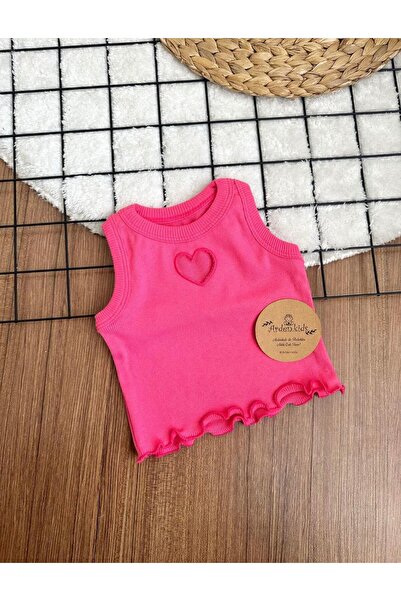ArdenKids 2-7 Yaş Fuşya Kalpli Crop Top