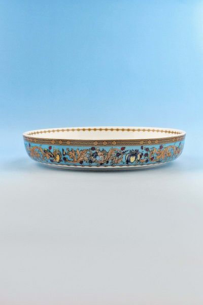 Bursa Porselen Dekor Blue Butterfly Oversized Porcelain Salad Bowl