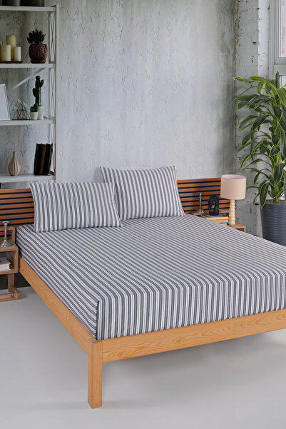 LUYASHOP Pamuklu Tek Kişilik Lastikli Çarşaflı Nevresim Takımı