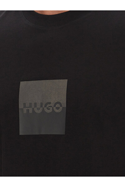 HUGO Men's Regular Fit Round Neck 100% Cotton Short Sleeve Black T-Shirt 50542784-001