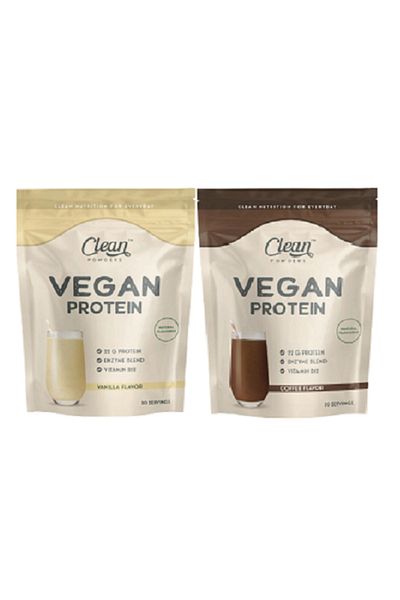 Clean Powders Vegan Protein 600 Gr - Vanilla - Coffee Set of 2