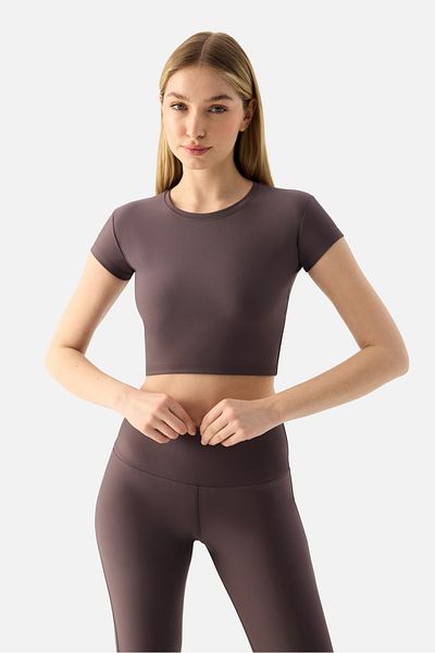 Superstacy Melina Short Sleeve Light Purple Crop Top
