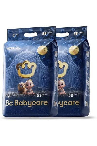 Bc Babycare Babycare Royal Baby Diapers, Size 2, 4-8 kg, 116 Pieces, Pack of 2