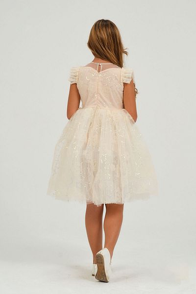 SUBU TASARIM Girls Tulle Detailed Evening Dress White Tbskvc1018
