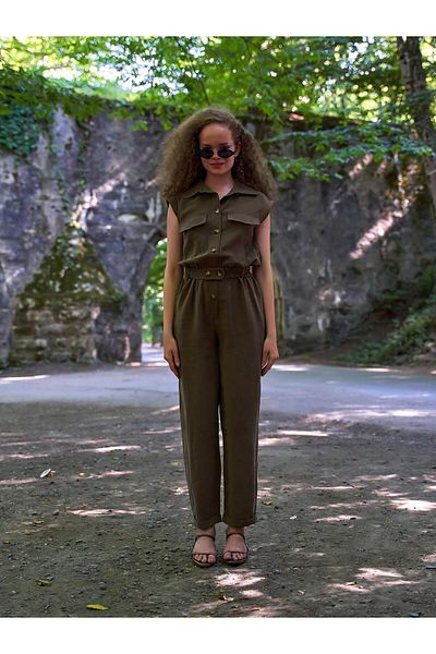 Coral Belted Jumpsuit Brown
