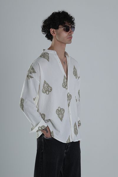 COCOPELLI Πράσινο κέντημα Λεπτομερές πουκάμισο Oversize