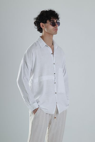 COCOPELLI Λευκό πουκάμισο με σχέδιο Buldan Fabric